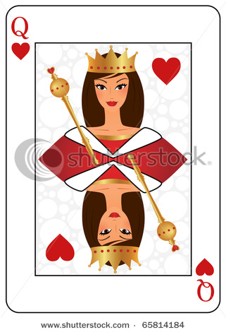 Queen Of Hearts Playing Card   Vector Clip Art Illustration Picture