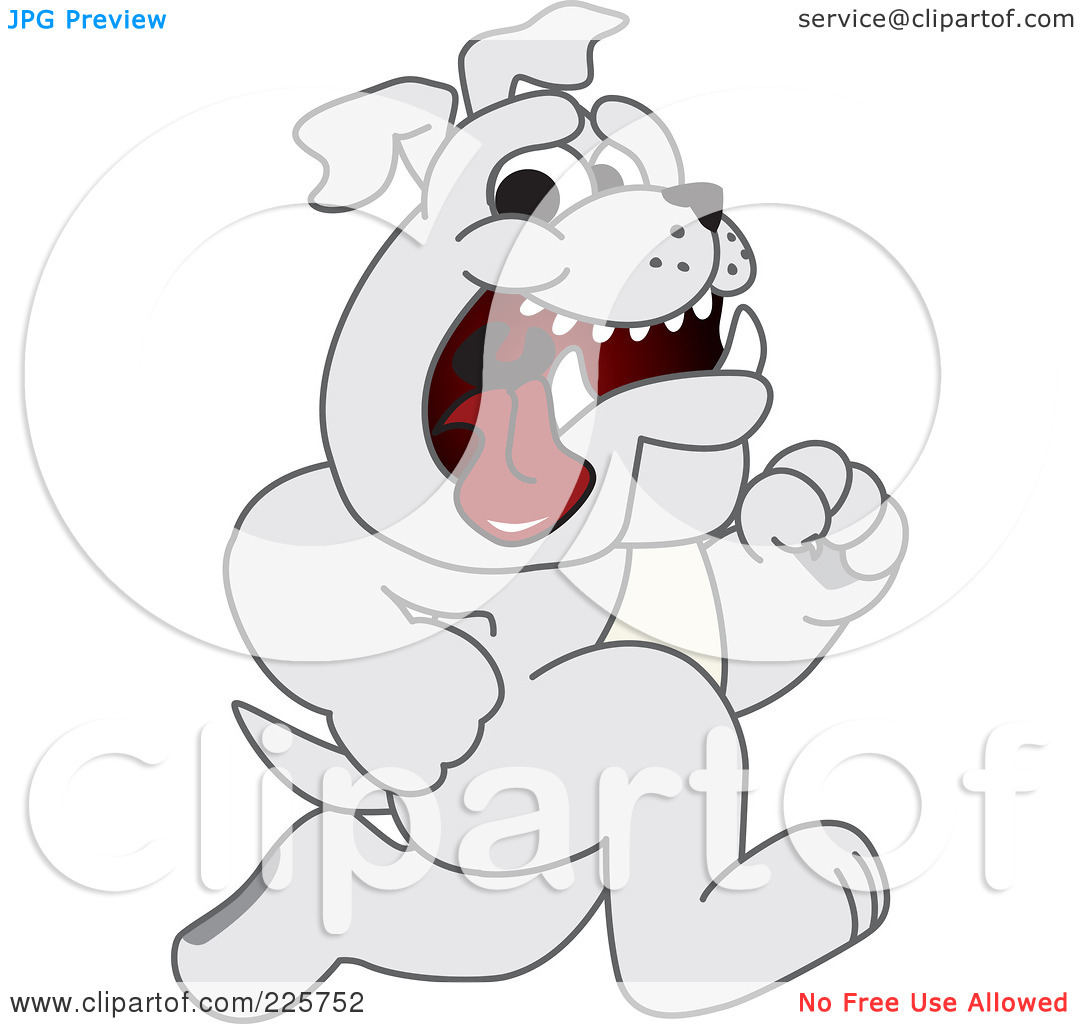 Rf  Clipart Illustration Of A Gray Bulldog Mascot Running By Toons4biz