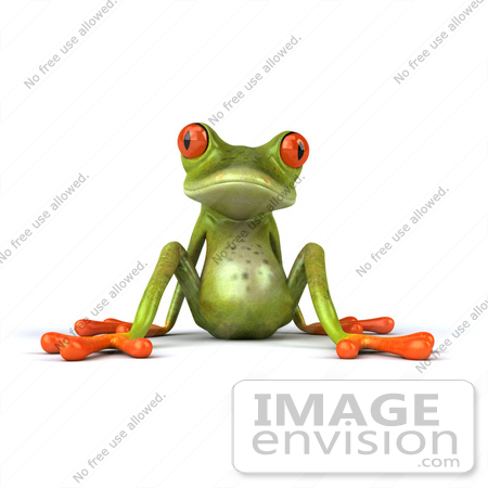 Royalty Free Clipart Picture Of A 3d Red Eyed Tree Frog Lazily Leaning