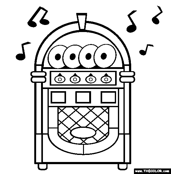 The Jukebox Coloring Page   Free The Jukebox Online Coloring