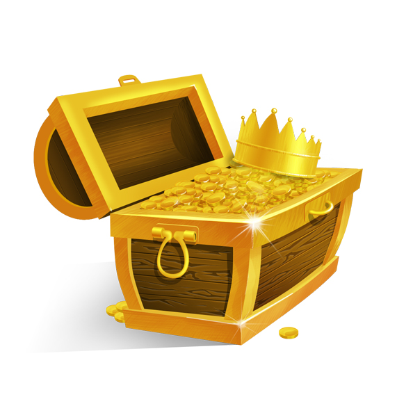 Treasure Chest With Golden Coins And Crown   Free Psd Files