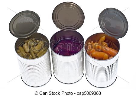 Variety Of Canned Vegetables In Cans Including Asparagus Carrots And    