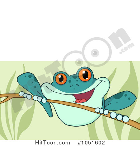 Vector Clip Art Illustration Of A Wild Blue Frog On A Twig  1051602