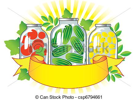 Vector Clip Art Of Canned Fruits And Vegetables In Glass Jars