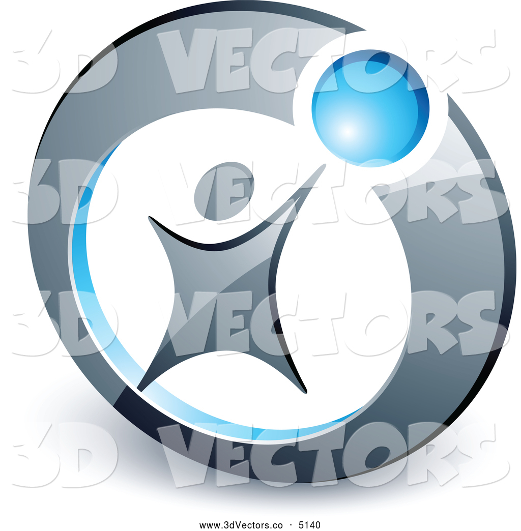 3d Vector Clipart Of A Silver Person Reaching Up To A Blue Ball In A    