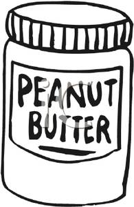 Black And White Jar Of Peanut Butter   Royalty Free Clipart Picture