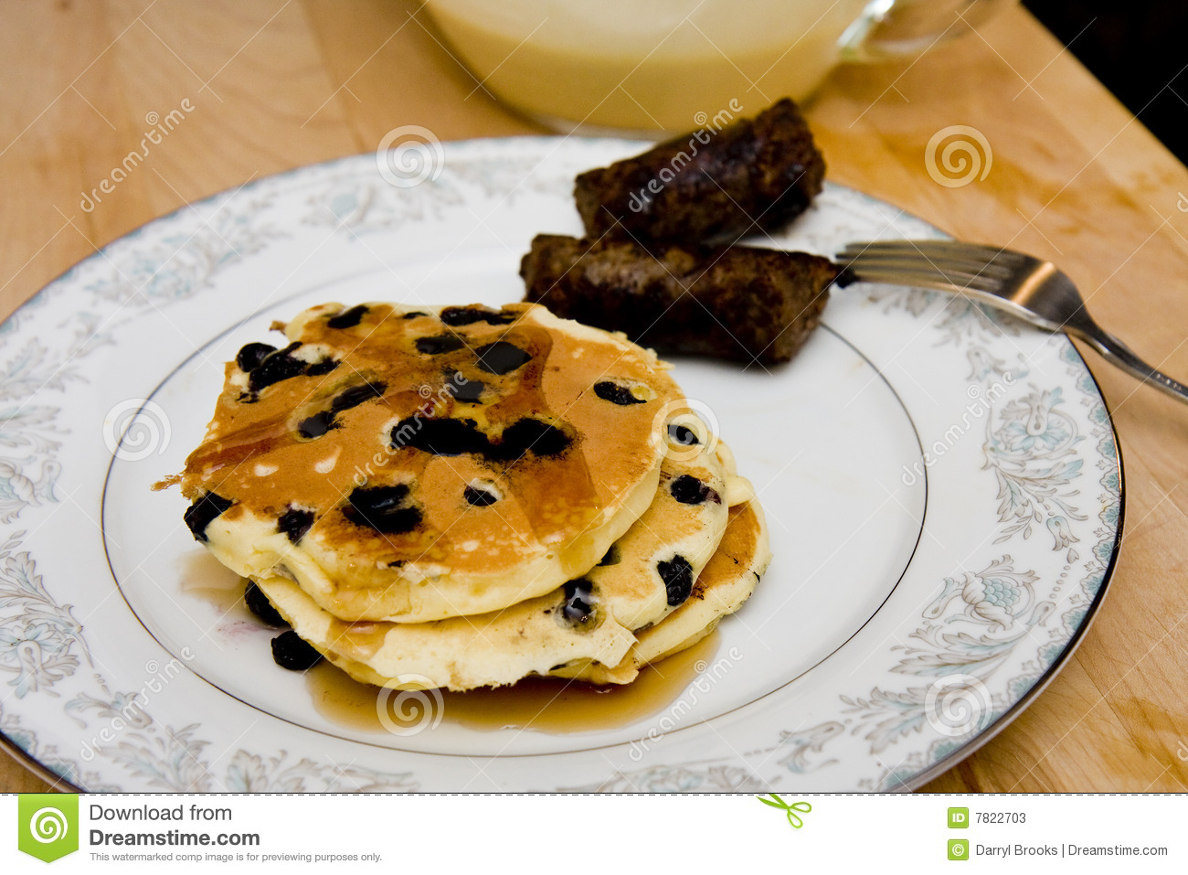 Blueberry Pancakes And Sausage Stock Photos   Image  7822703