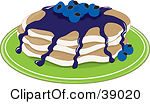 Blueberry Pancakes Clipart Two Buttermilk Pancakes