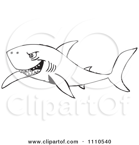 Clipart Black And White Shark 2   Royalty Free Vector Illustration