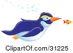 Clipart Illustration Of A Blue And White Penguin With Yellow Eyebrows