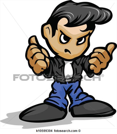 Clipart Of Cartoon Vector Illustration Of A Cool 50 S Greaser Kid With