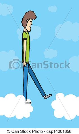 Clipart Vector Of Walking On Clouds Leap Of Faith Csp14001858   Search