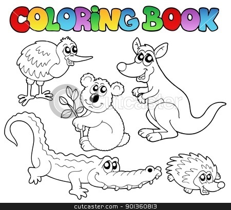 Coloring Book Australian Animals 1 Stock Vector Clipart Coloring Book