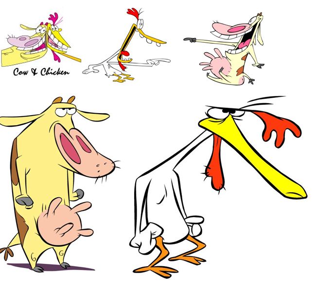 Cow And Chicken Clipart Vector Jpeg