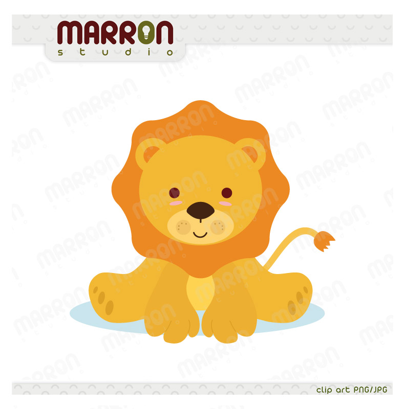 Cute Baby Lion Kawaii Style Clip Art For Birthdays Or Baby Showers    
