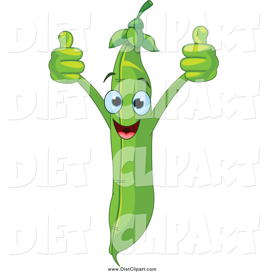       Diet Clip Art Of A Happy Green Bean Giving Two Thumbs Up By Pushkin