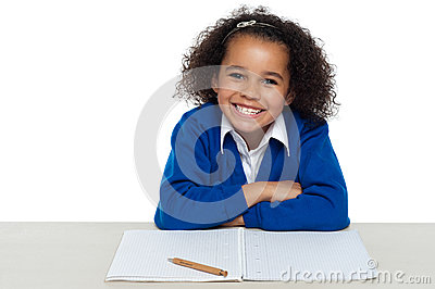 Enthusiastic Student Paying Attention In The Class Isolated On White