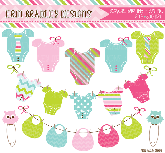 Erin Bradley Designs  New Baby Tees   Bunting Clipart Sets