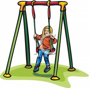 Girl Playing On A Swingset   Royalty Free Clipart Picture