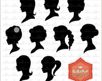 Instant Downloads Woman Heads Silhouette Clip Art  Personal And Small