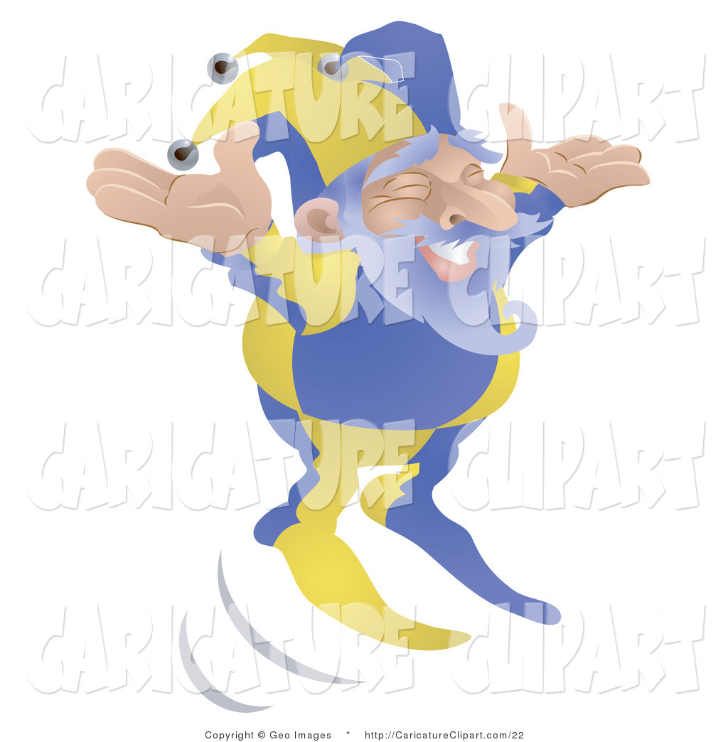 Larger Preview  Clip Art Of An Old Aged Joker Or Jester Man Jumping