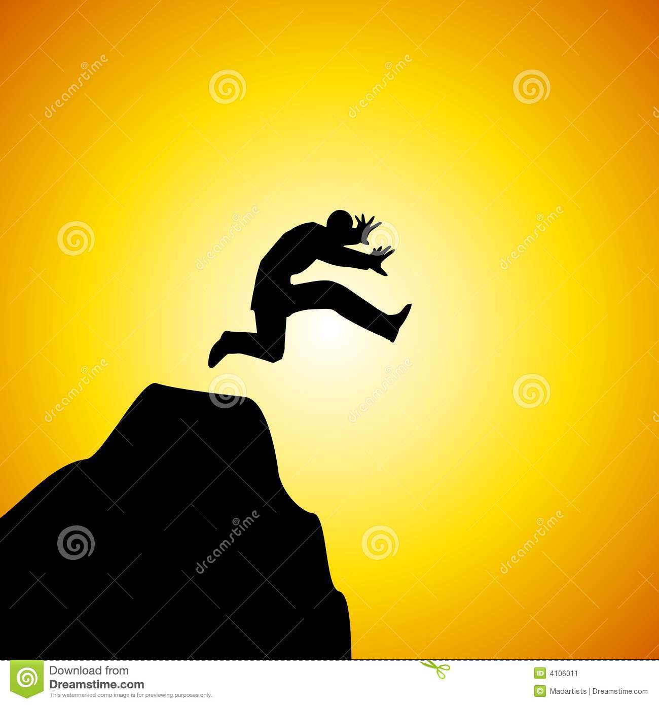 Leap Of Faith Man Jumping Off Mountain Stock Image   Image  4106011