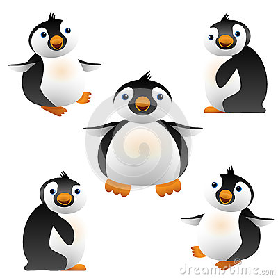 Of Cartoon Penguin  Cute Baby Penguins Black And White Orange    