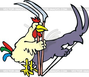 Rooster Cartoon   Vector Clipart