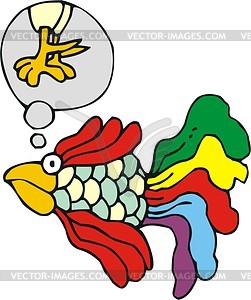 Rooster Fish Cartoon   Vector Clipart