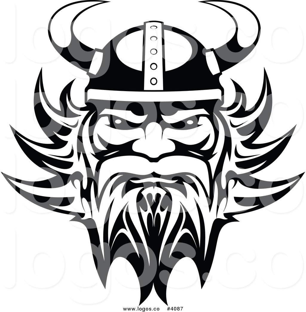 Royalty Free Black And White Tough Viking Logo By Seamartini Graphics    