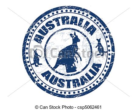 Vector Clip Art Of Australia Stamp   Grunge Rubber Stamp With Kangaroo    