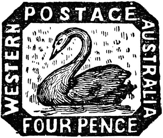 Western Australia Four Pence Stamp 1854   Clipart Etc