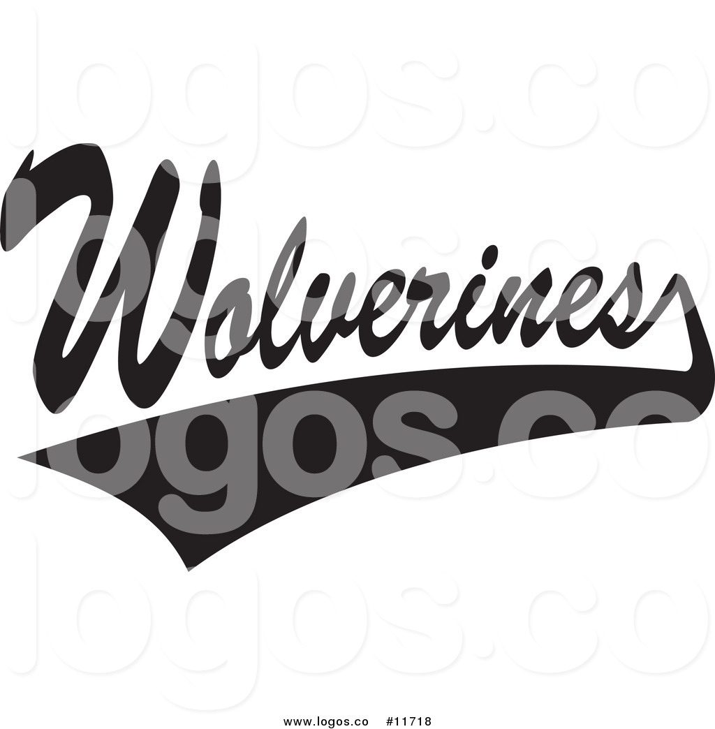 Black And White Tailsweep And Wolverines Sports Team Text Logo Logo Of