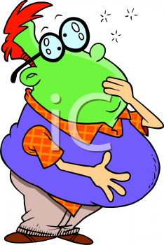 Cartoon Of A Fat Guy With A Green Face Who S About To Vomit