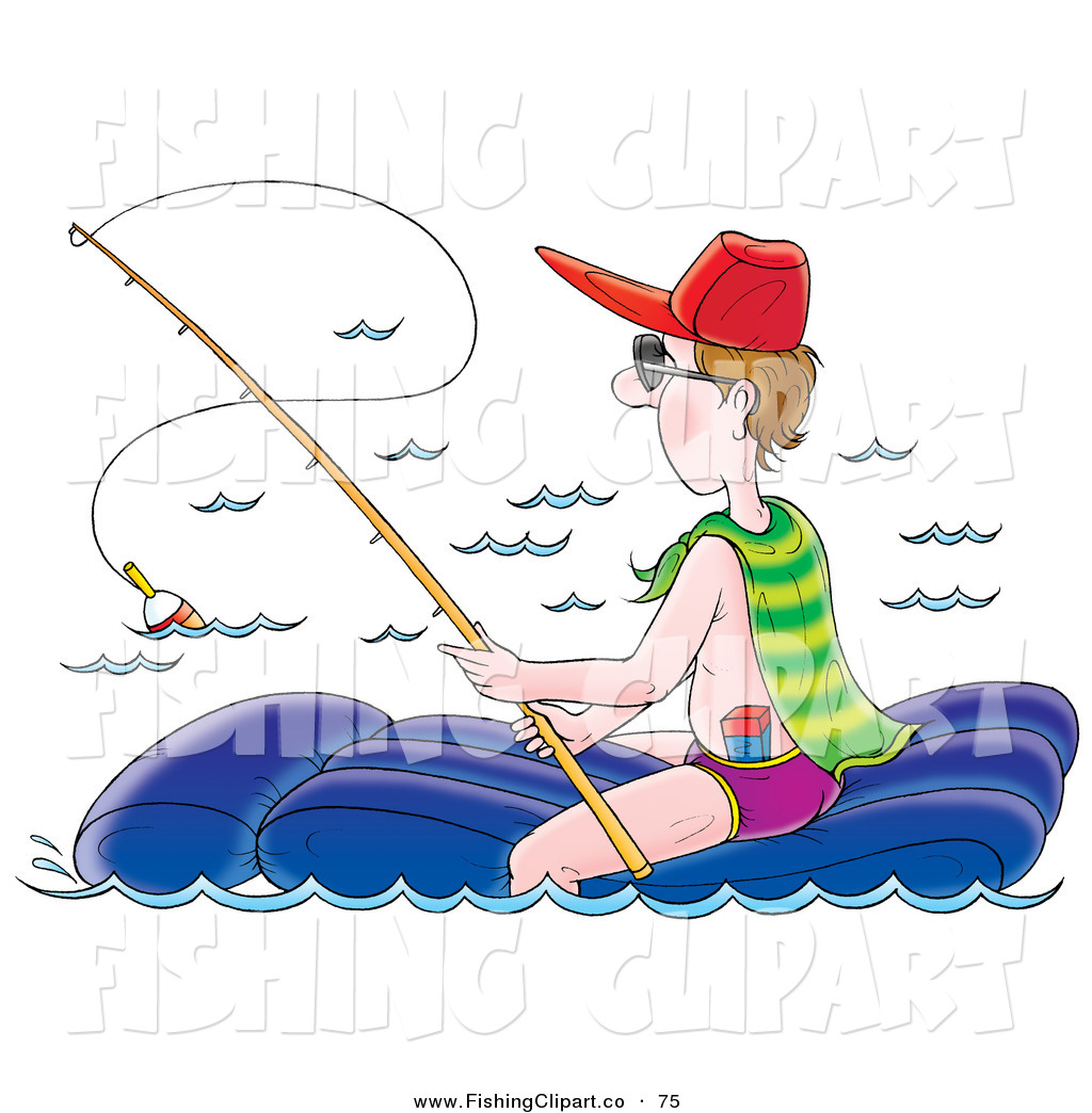 Caucasian Man Sitting On A Float And Fishing Orange Fox Fishing On A