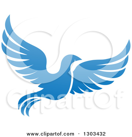 Clipart Of A Flying Blue Bird   Royalty Free Vector Illustration By