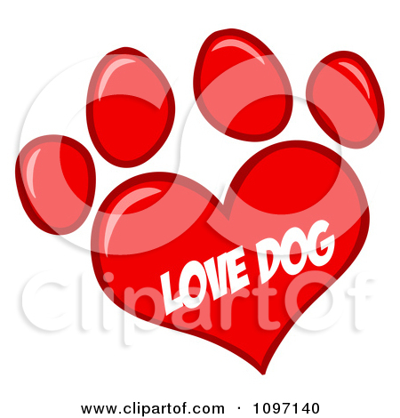 Clipart Red Love Dog Heart Shaped Paw Print Royalty Free Vector    