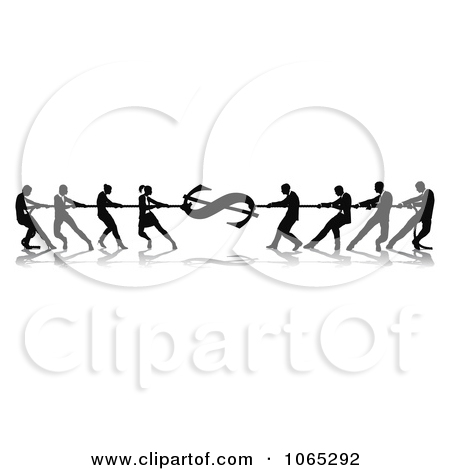 Clipart Silhouetted Dollar Tug Of War Business Teams   Royalty Free    