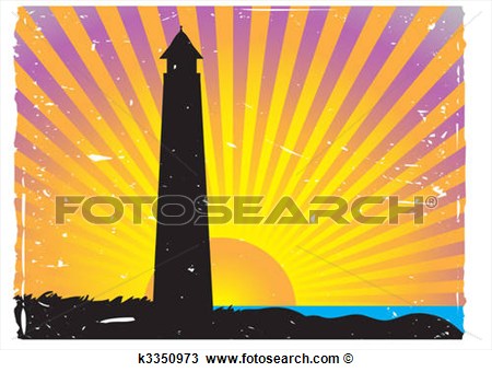 Clipart   Silhouetted Lighthouse Sunset Vector Background  Fotosearch