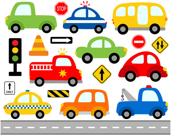 Cute Cars Digital Clip Art Transportation Clipart Road Signs