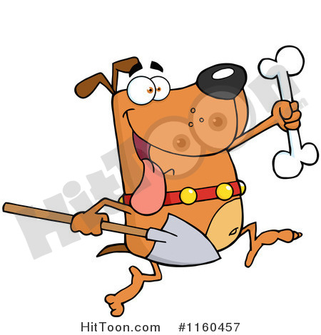 Dog Clipart  1160457  Excited Dog Running With A Shovel To Bury A Bone    