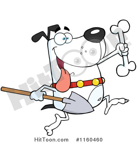 Dog Clipart  1160460  Excited White Dog Running With A Shovel To Bury    
