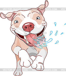 Excited Pit Bull Dog   Color Vector Clipart
