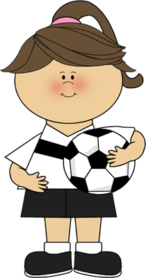 Girl With Soccer Ball Clip Art Image   Girl In A Soccer Uniform    