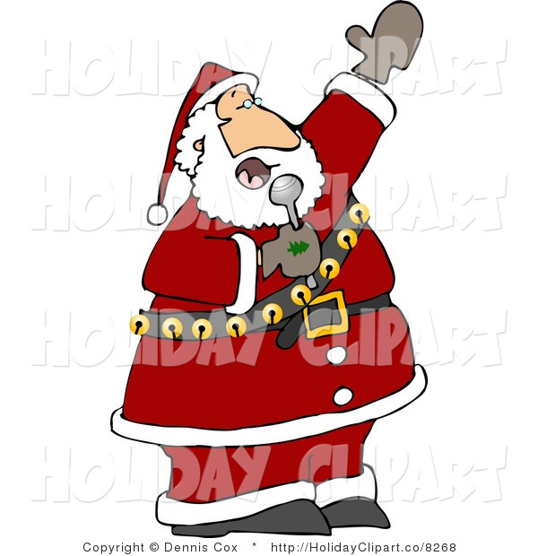 Holiday Of Santa Claus Singing Karaoke Christmas Music Into A Clipart