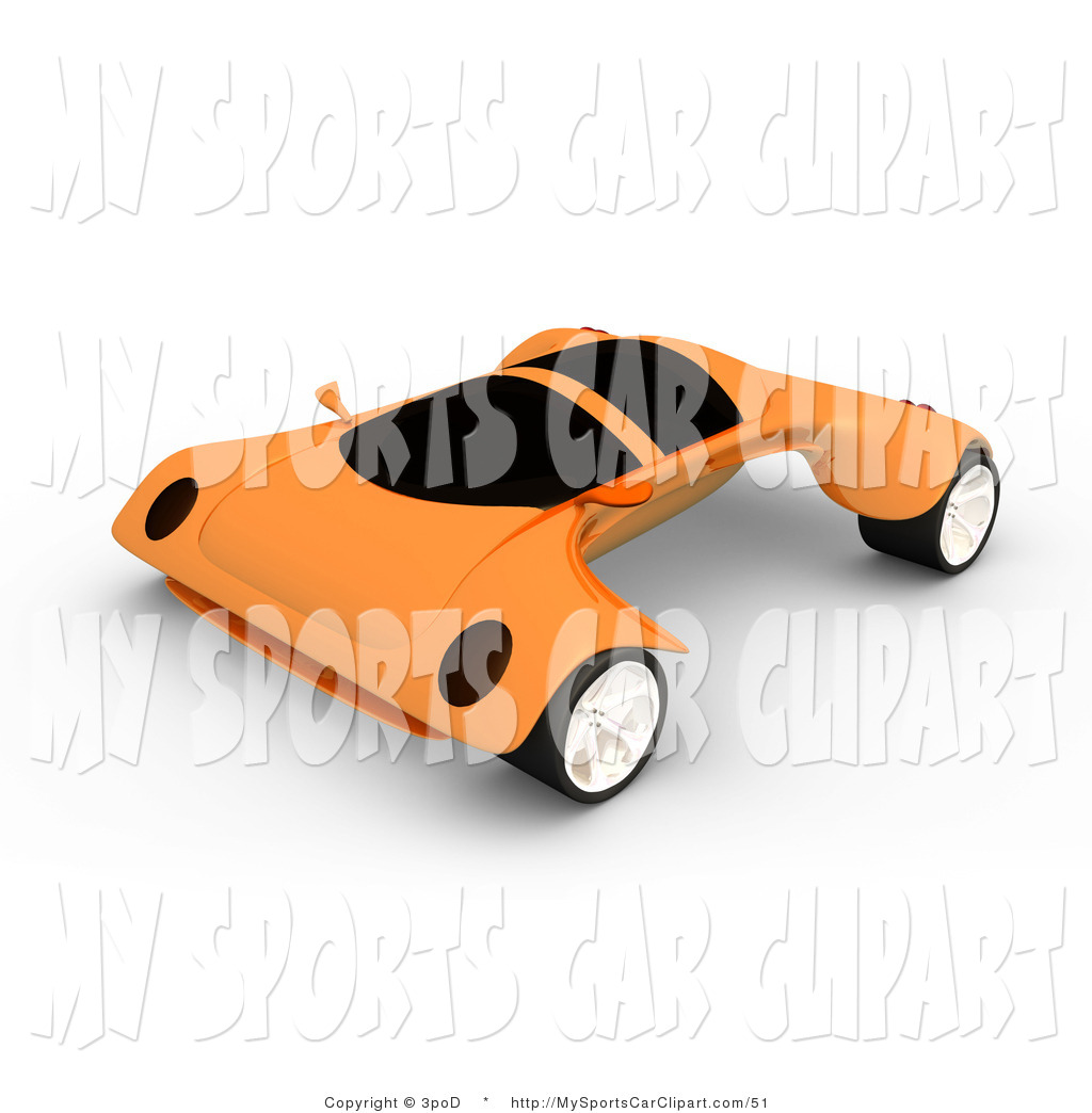 Larger Preview  Clip Art Of A Futuristic Orange Sports Car With A