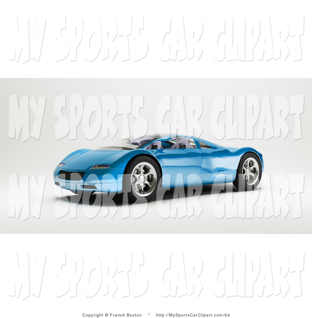 Larger Preview  Clip Art Of A Shiny Modern Blue Sports Car From The