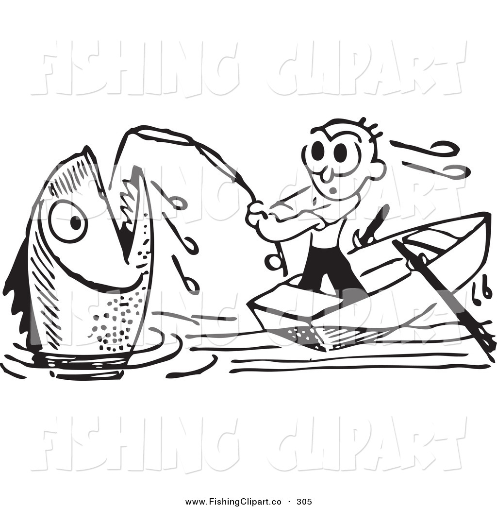 Man Reeling In A Giant Fish On White Old Fashioned Black And White Man