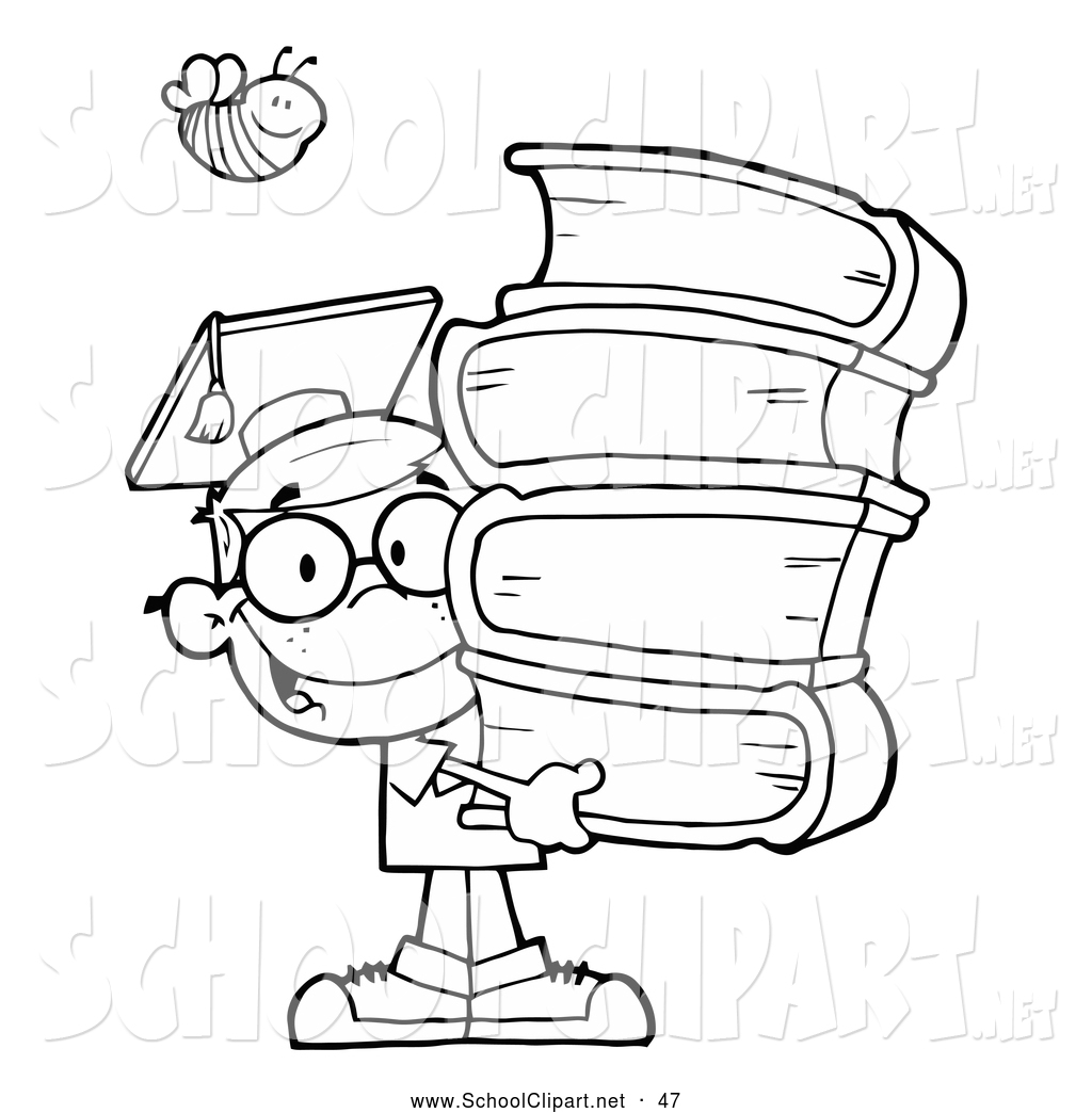    Page Of A Bee Over A Graduate School Boy Carrying A Stack Of Books