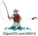 Rf Clipart Illustration Of A Wading Fly Fishing Man Casting His Line